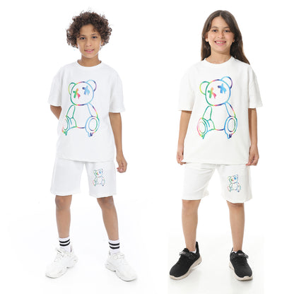 Front Printed Pajama Set With Short