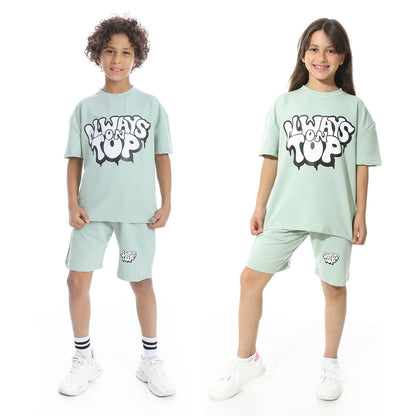 Front Printed Pajama Set With Short