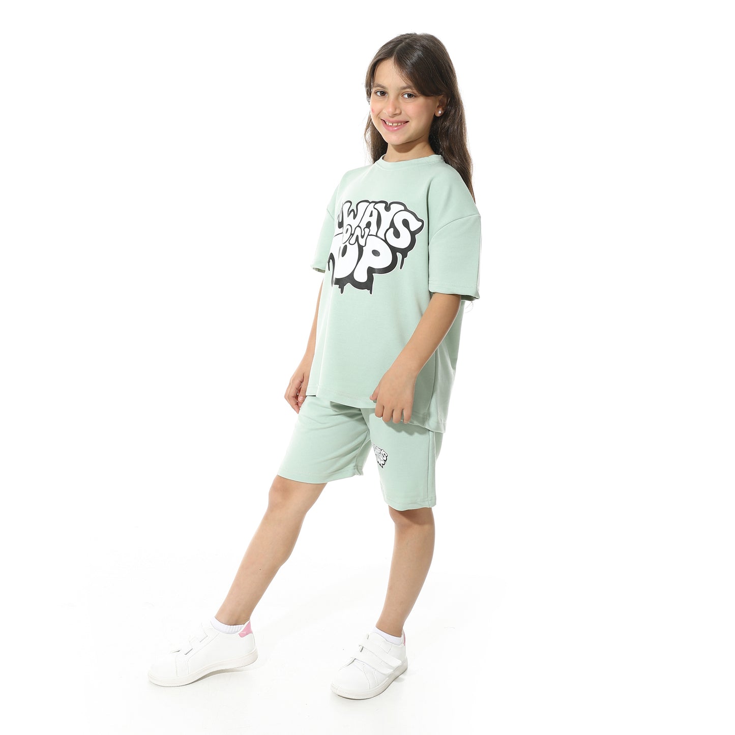 Front Printed Pajama Set With Short