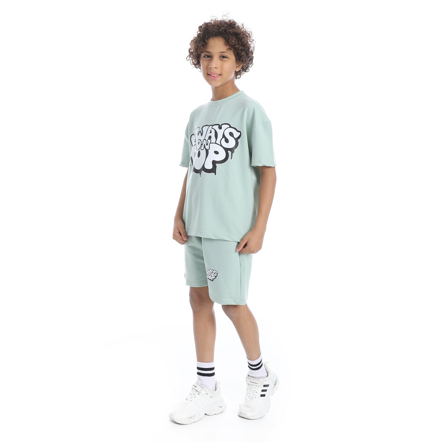 Front Printed Pajama Set With Short