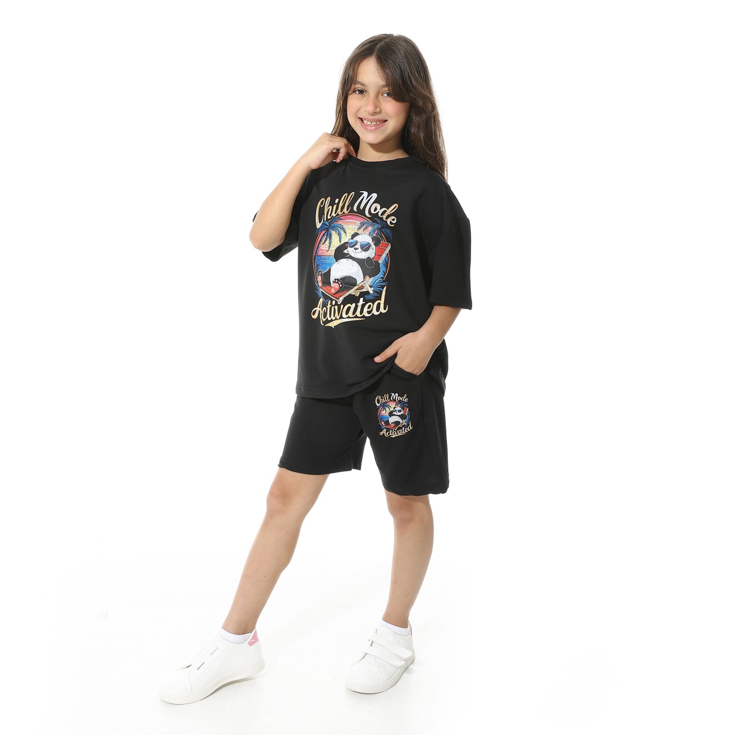 Front Printed Pajama Set With Short