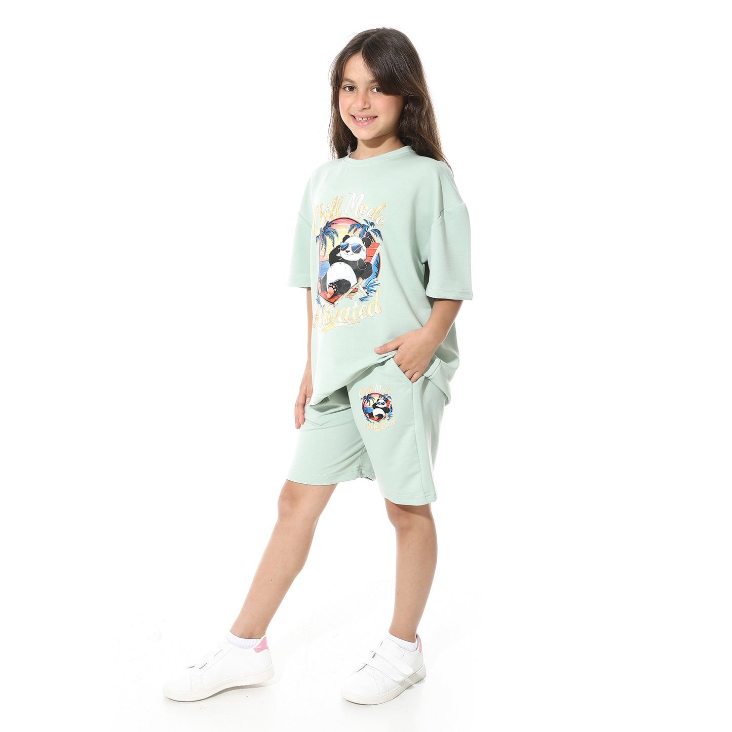 Front Printed Pajama Set With Short