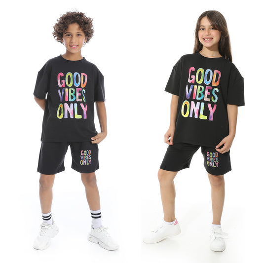 Front Printed Pajama Set With Short
