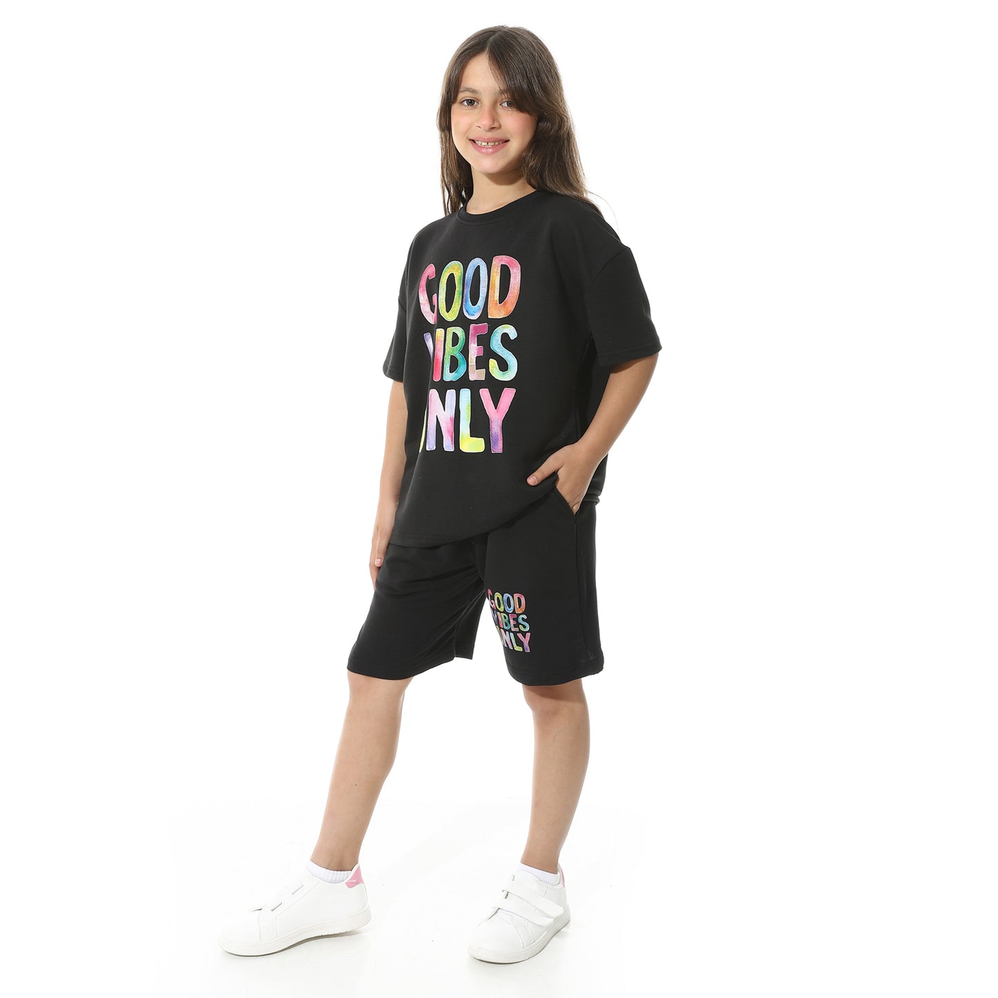 Front Printed Pajama Set With Short