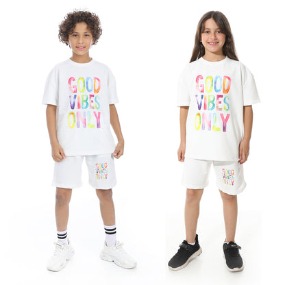 Red circle Front Printed Pajama Set With Short for kids