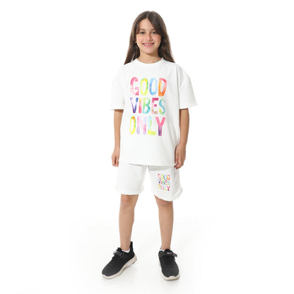 Red circle Front Printed Pajama Set With Short for kids