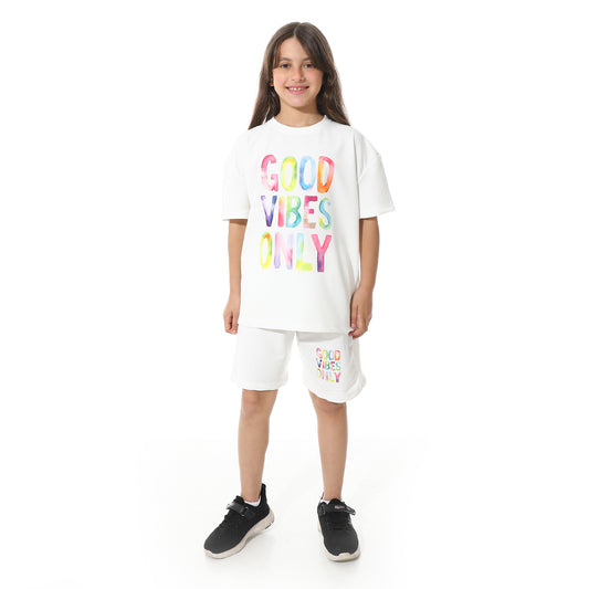 Red circle Front Printed Pajama Set With Short for kids