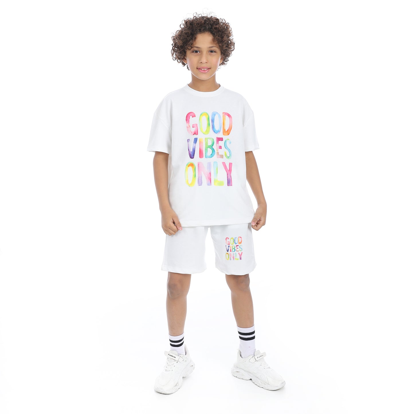 Red circle Front Printed Pajama Set With Short for kids