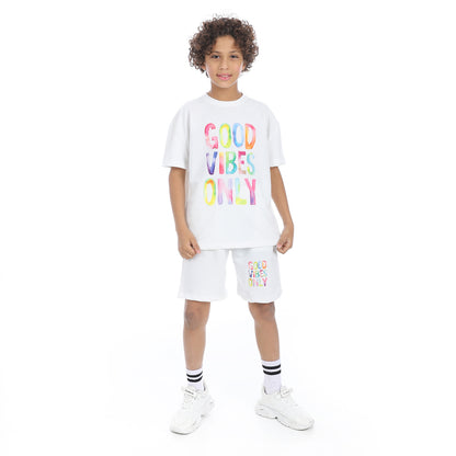 Red circle Front Printed Pajama Set With Short for kids