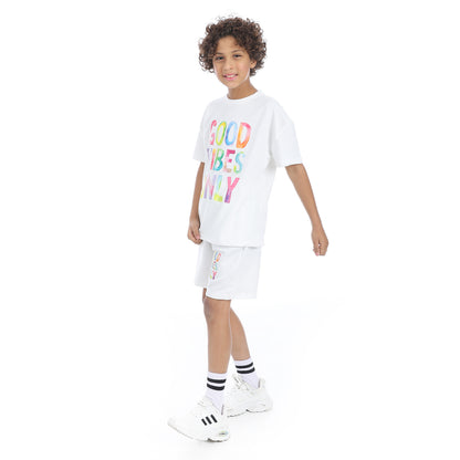 Red circle Front Printed Pajama Set With Short for kids