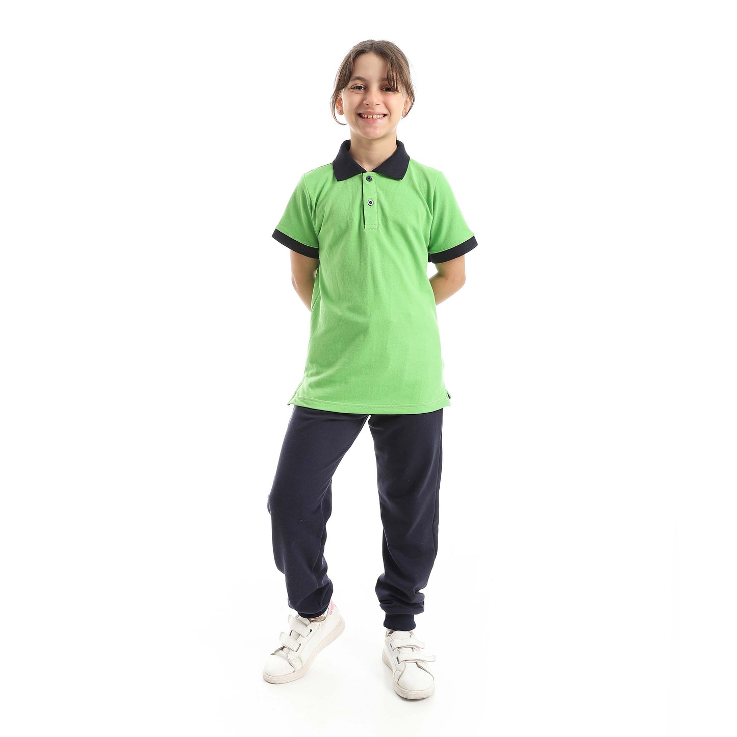 Red Circle Half Sleeve Polo Set + Pants Kids