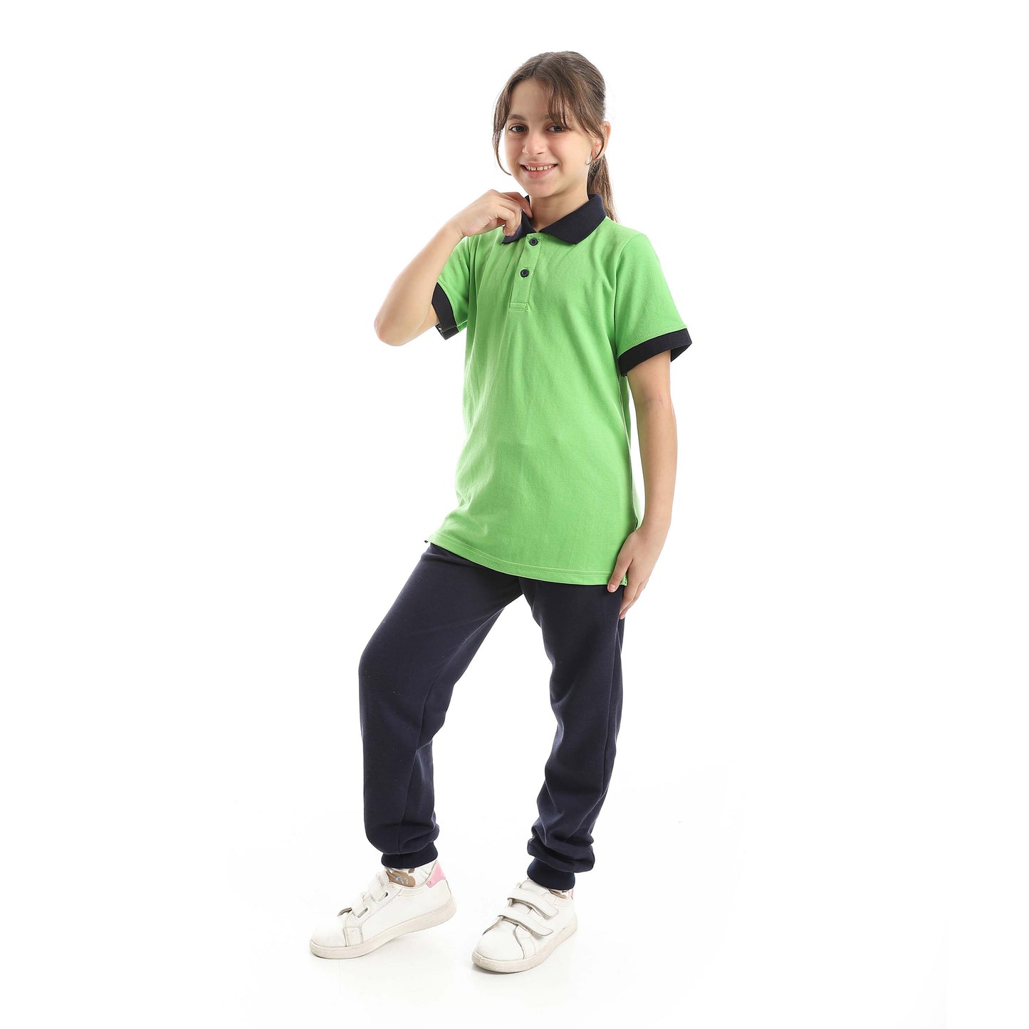 Red Circle Half Sleeve Polo Set + Pants Kids