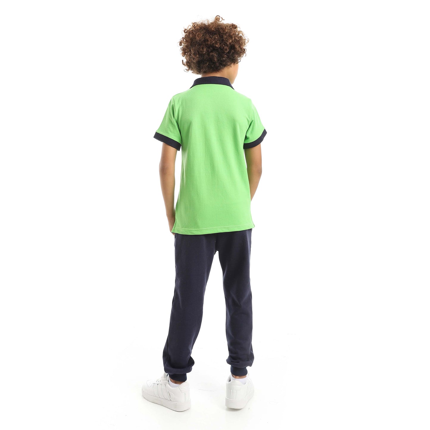 Red Circle Half Sleeve Polo Set + Pants Kids