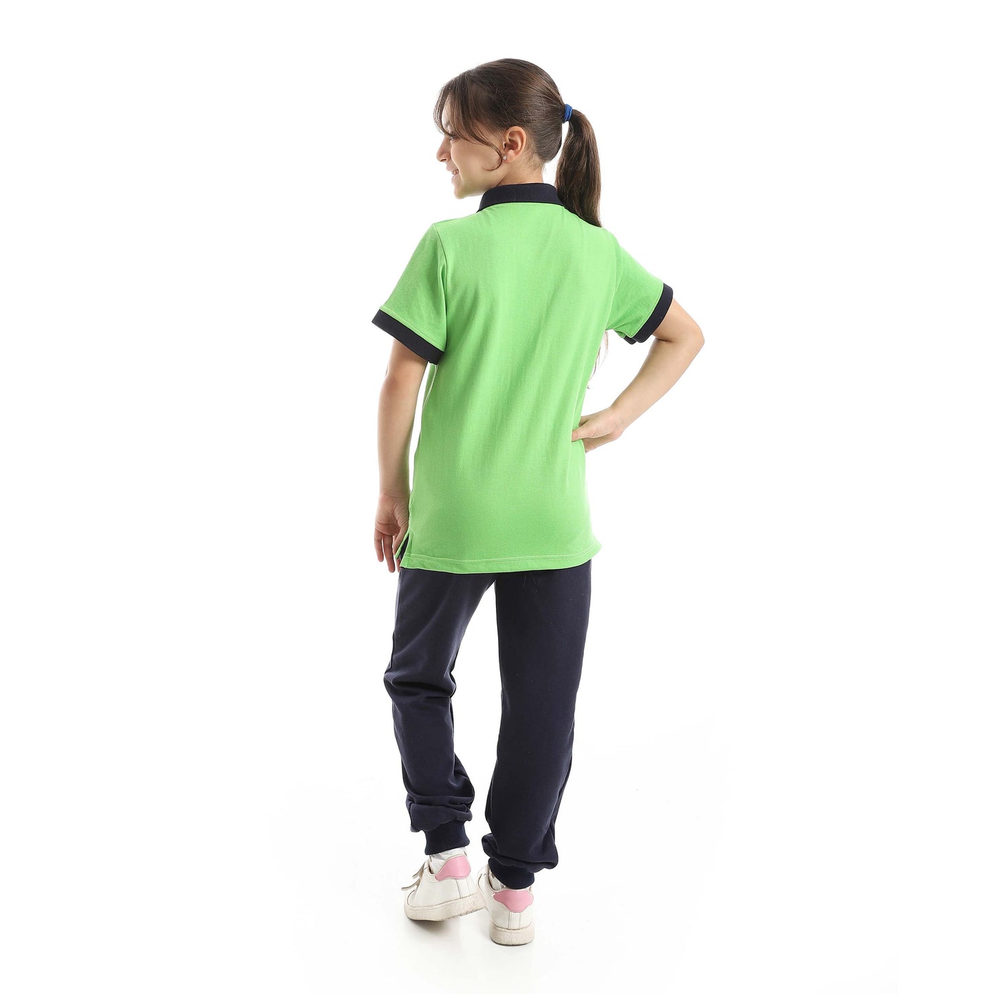 Red Circle Half Sleeve Polo Set + Pants Kids