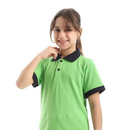 Red Circle Half Sleeve Polo Set + Pants Kids