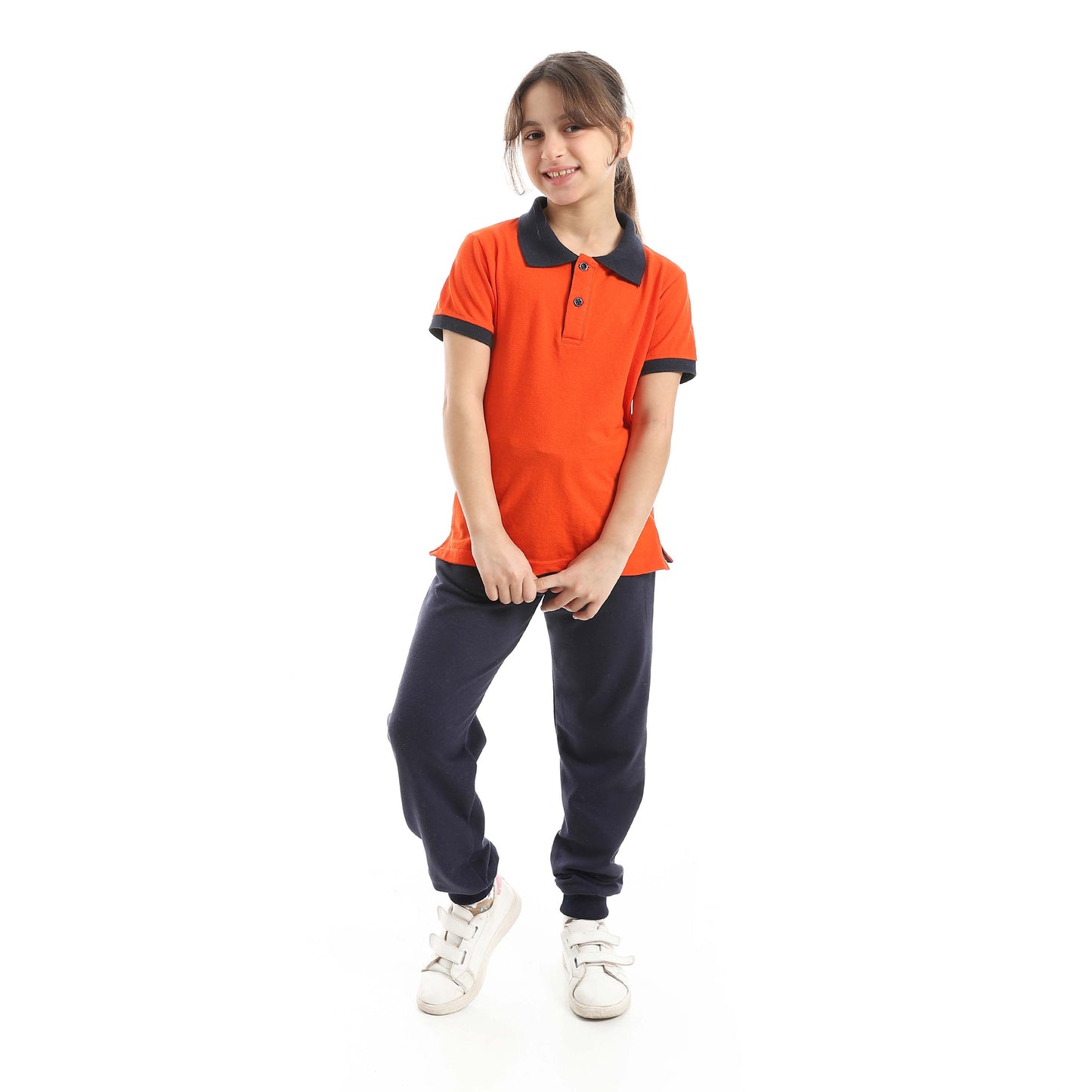 Red Circle Half Sleeve Polo Set + Pants Kids