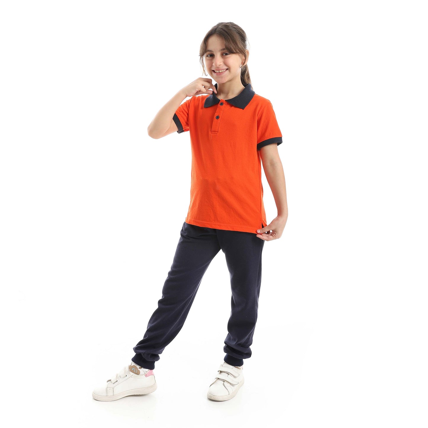 Red Circle Half Sleeve Polo Set + Pants Kids