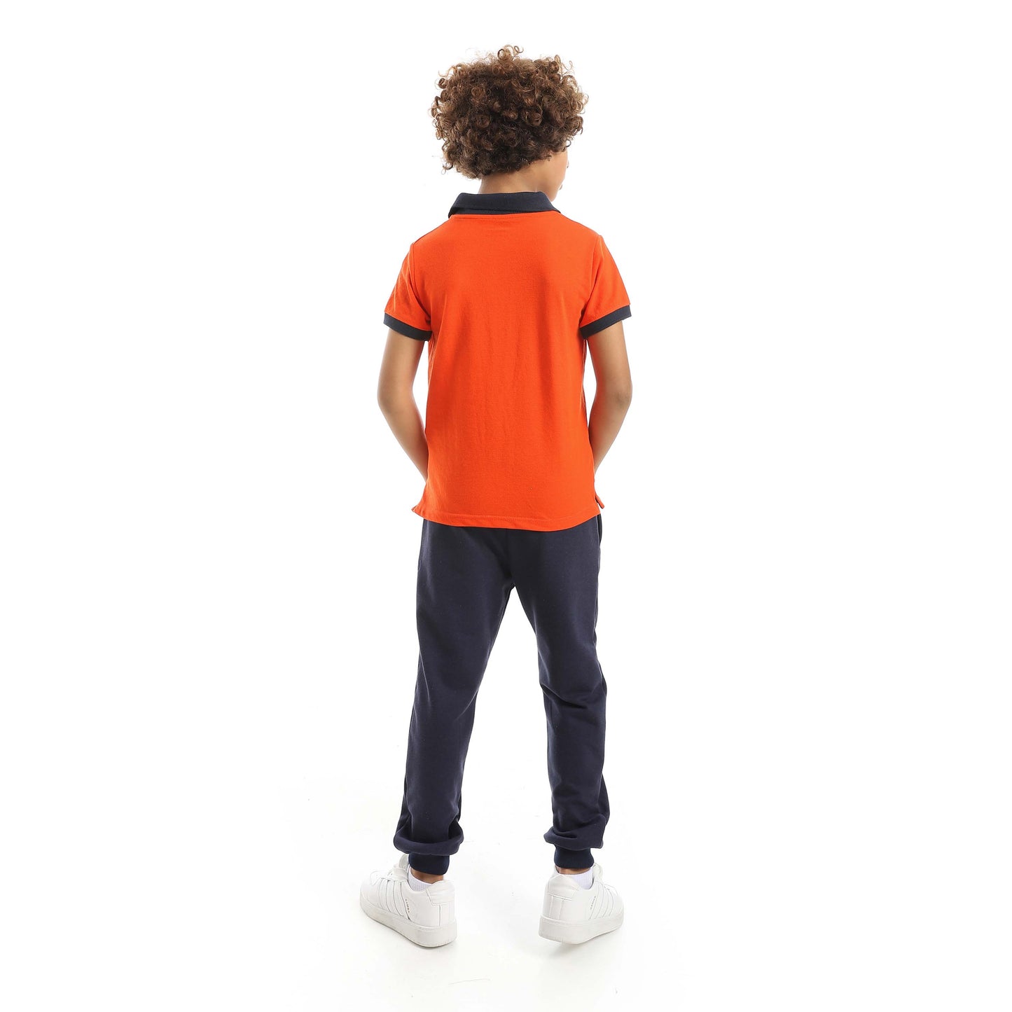 Red Circle Half Sleeve Polo Set + Pants Kids