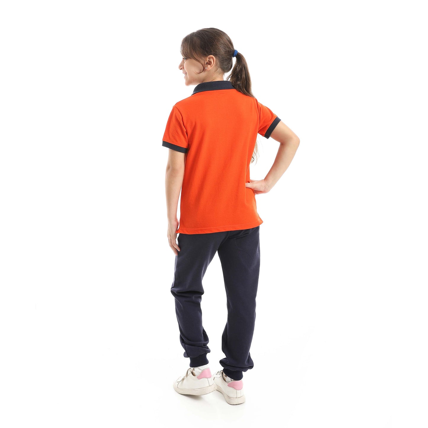Red Circle Half Sleeve Polo Set + Pants Kids