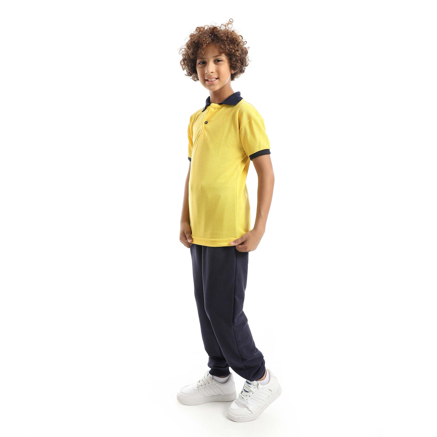 Red Circle Half Sleeve Polo Set + Pants Kids
