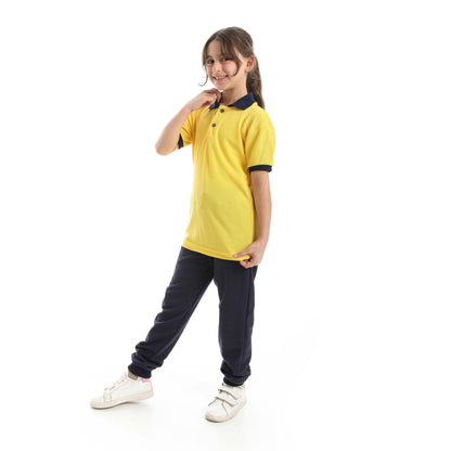 Red Circle Half Sleeve Polo Set + Pants Kids