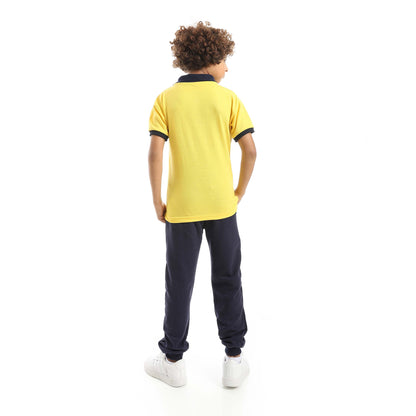 Red Circle Half Sleeve Polo Set + Pants Kids