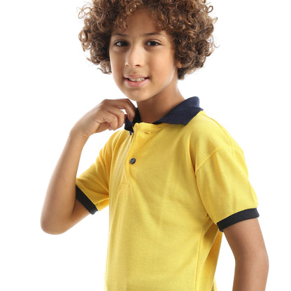 Red Circle Half Sleeve Polo Set + Pants Kids