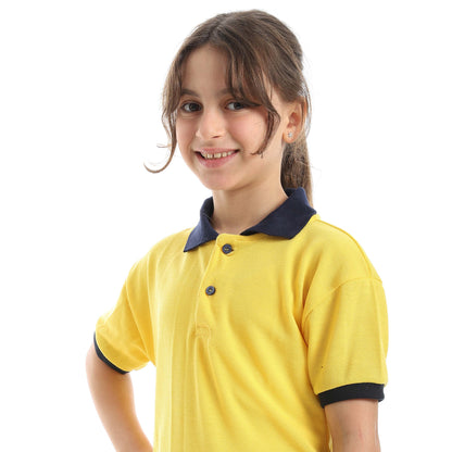 Red Circle Half Sleeve Polo Set + Pants Kids