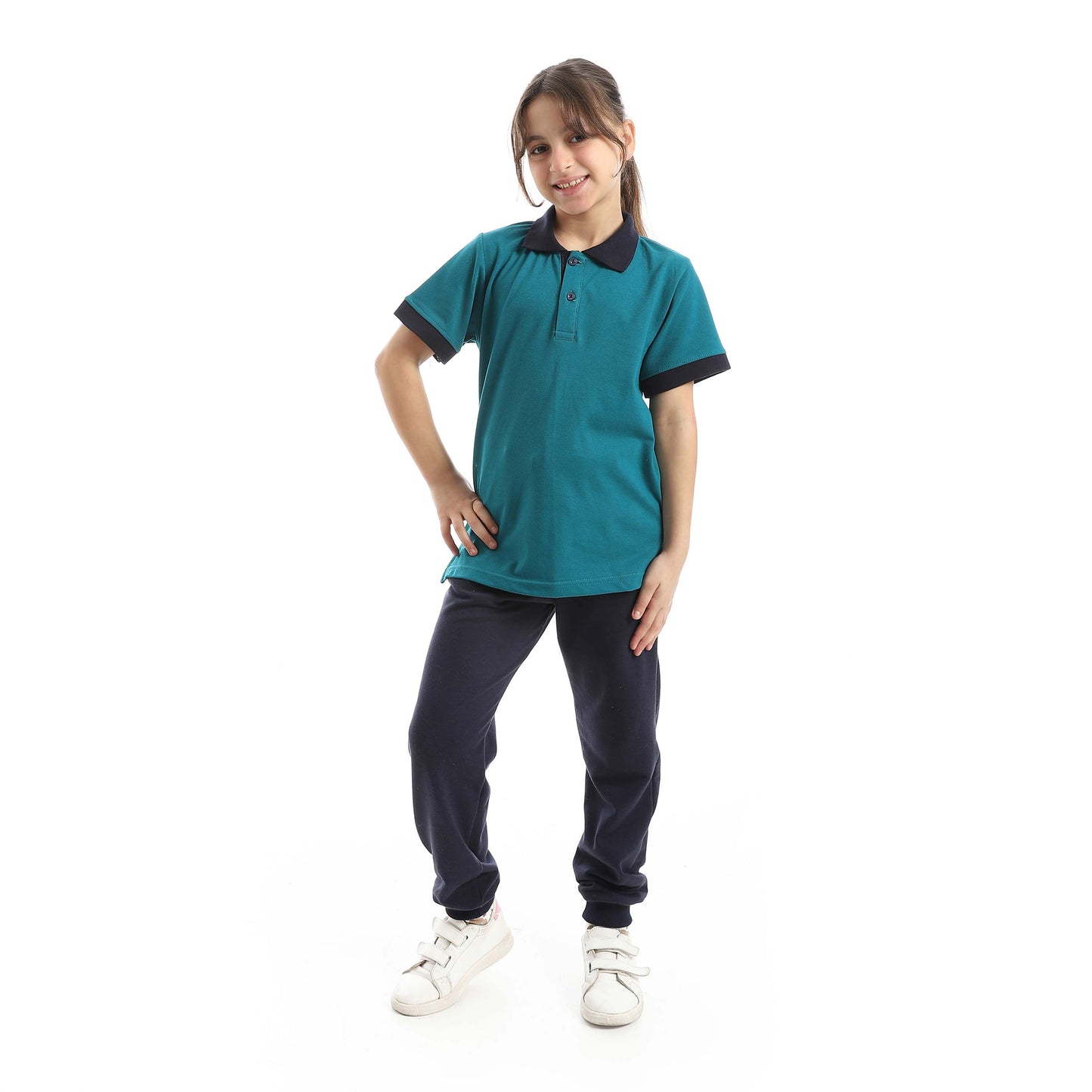Red Circle Half Sleeve Polo Set + Pants Kids