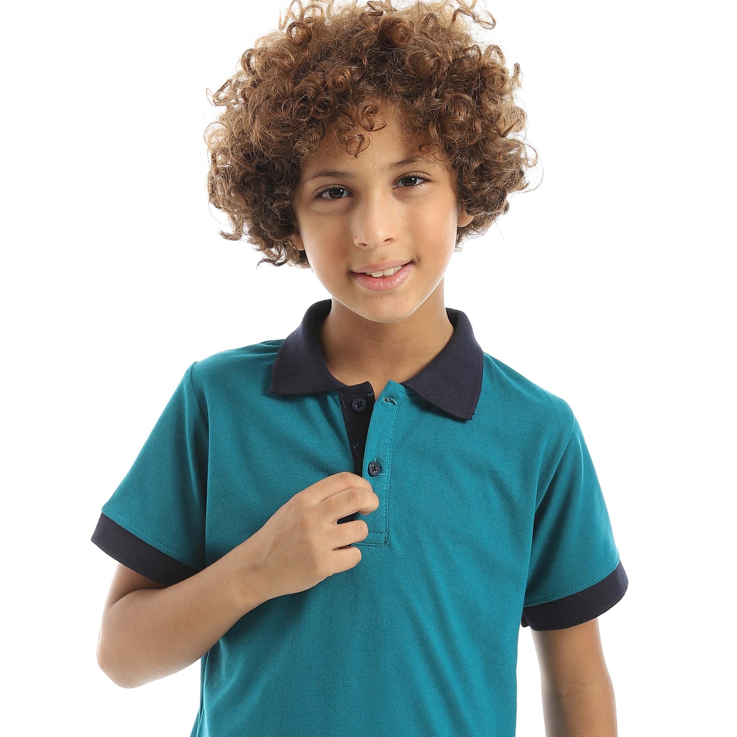 Red Circle Half Sleeve Polo Set + Pants Kids