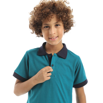 Red Circle Half Sleeve Polo Set + Pants Kids