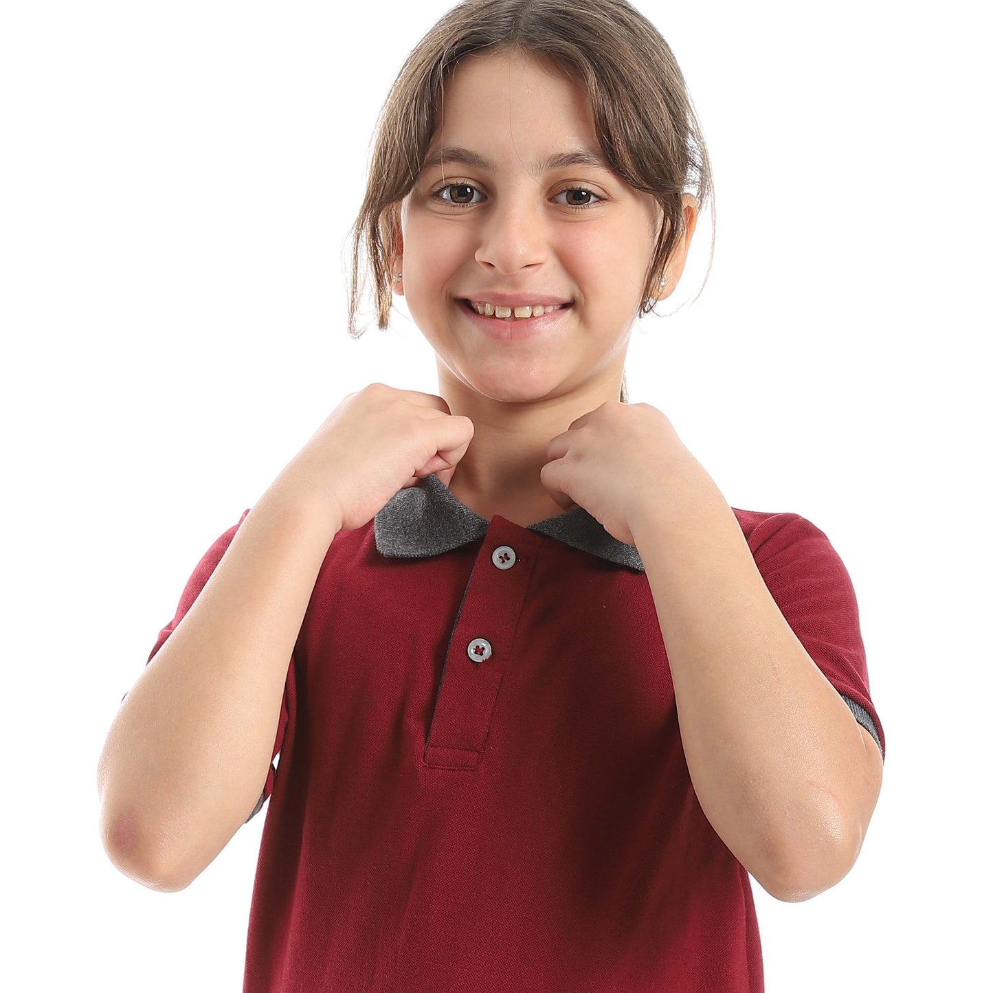 Red Circle Half Sleeve Polo Set + Pants Kids