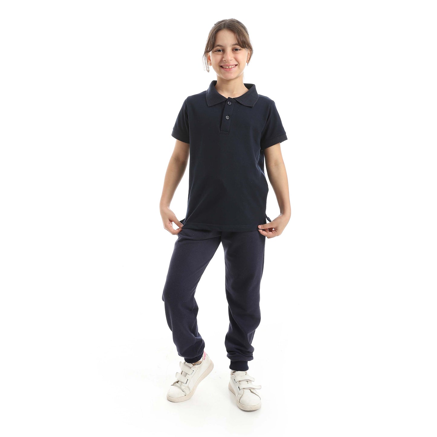 Red Circle Half Sleeve Polo Set + Pants Kids