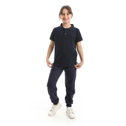 Red Circle Half Sleeve Polo Set + Pants Kids