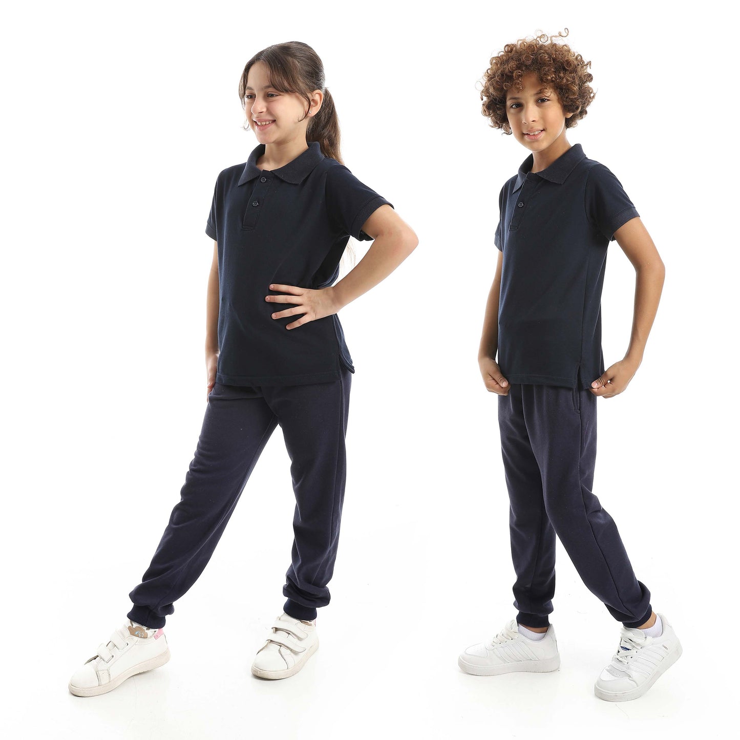 Red Circle Half Sleeve Polo Set + Pants Kids