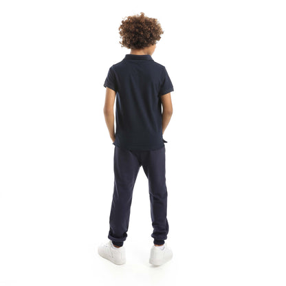 Red Circle Half Sleeve Polo Set + Pants Kids