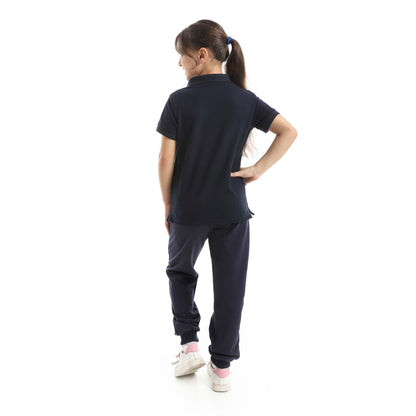 Red Circle Half Sleeve Polo Set + Pants Kids