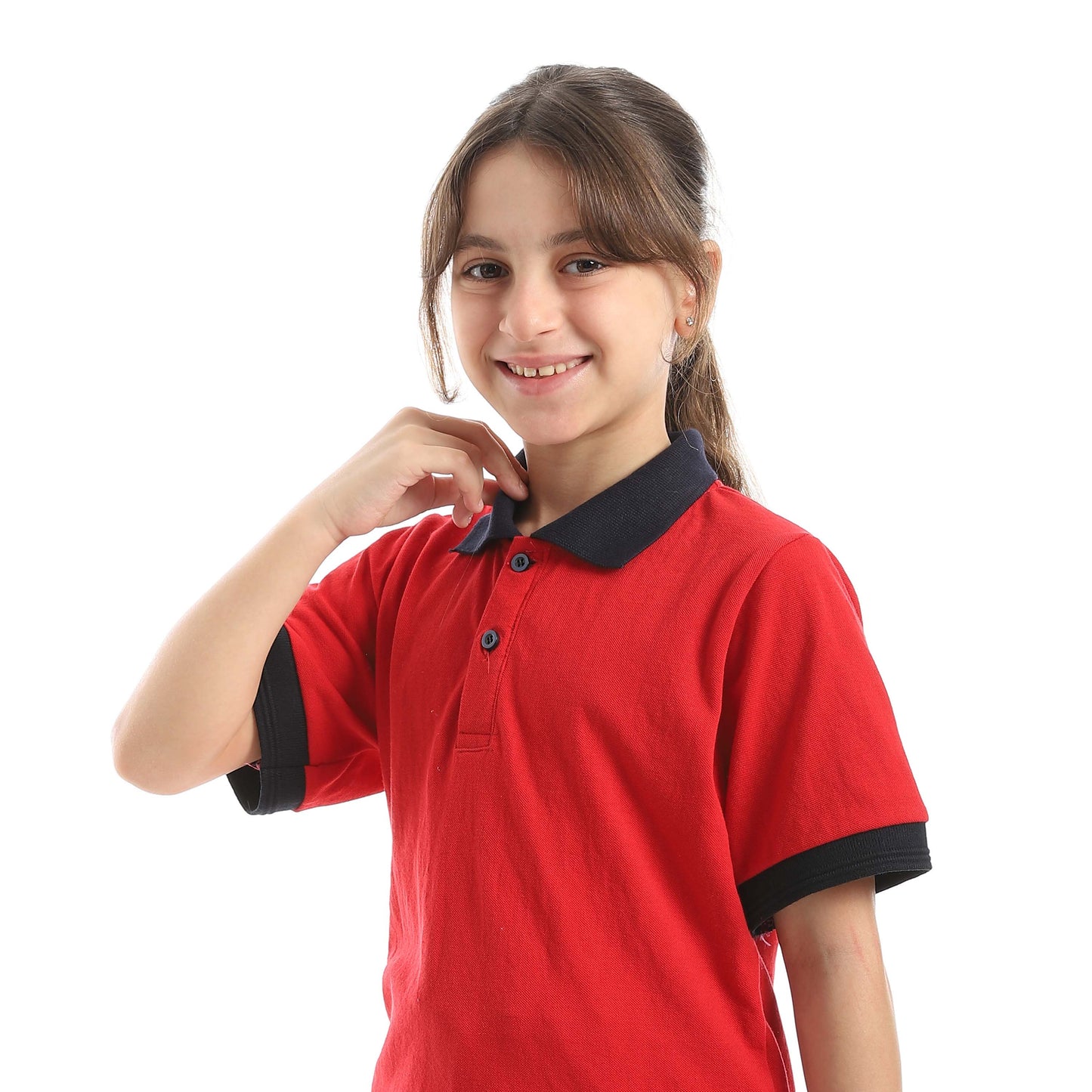 Red Circle Half Sleeve Polo Set + Pants Kids