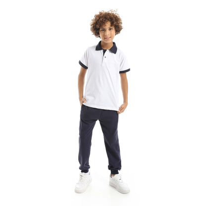 Red Circle Half Sleeve Polo Set + Pants Kids
