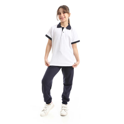 Red Circle Half Sleeve Polo Set + Pants Kids