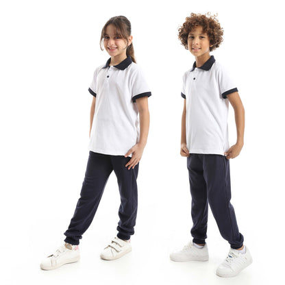 Red Circle Half Sleeve Polo Set + Pants Kids