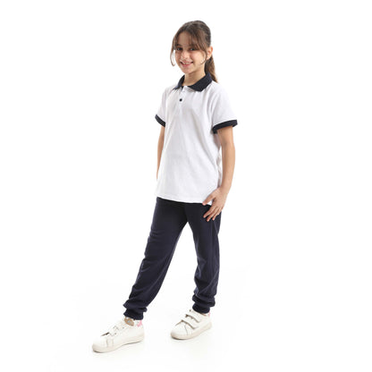 Red Circle Half Sleeve Polo Set + Pants Kids