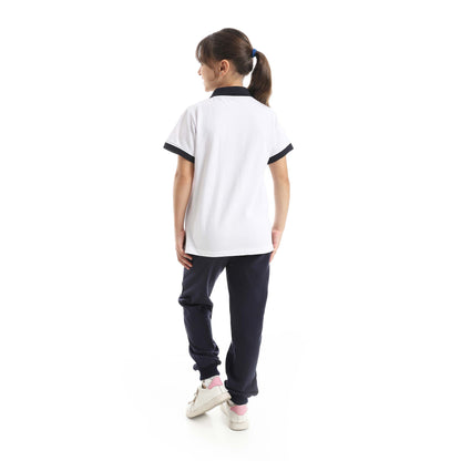 Red Circle Half Sleeve Polo Set + Pants Kids