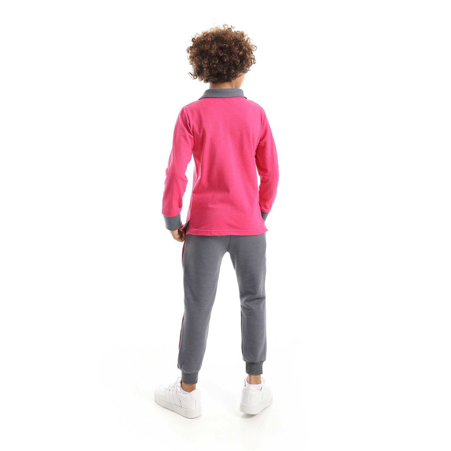 Red Circle Long Sleeve Polo Set + Pants Kids