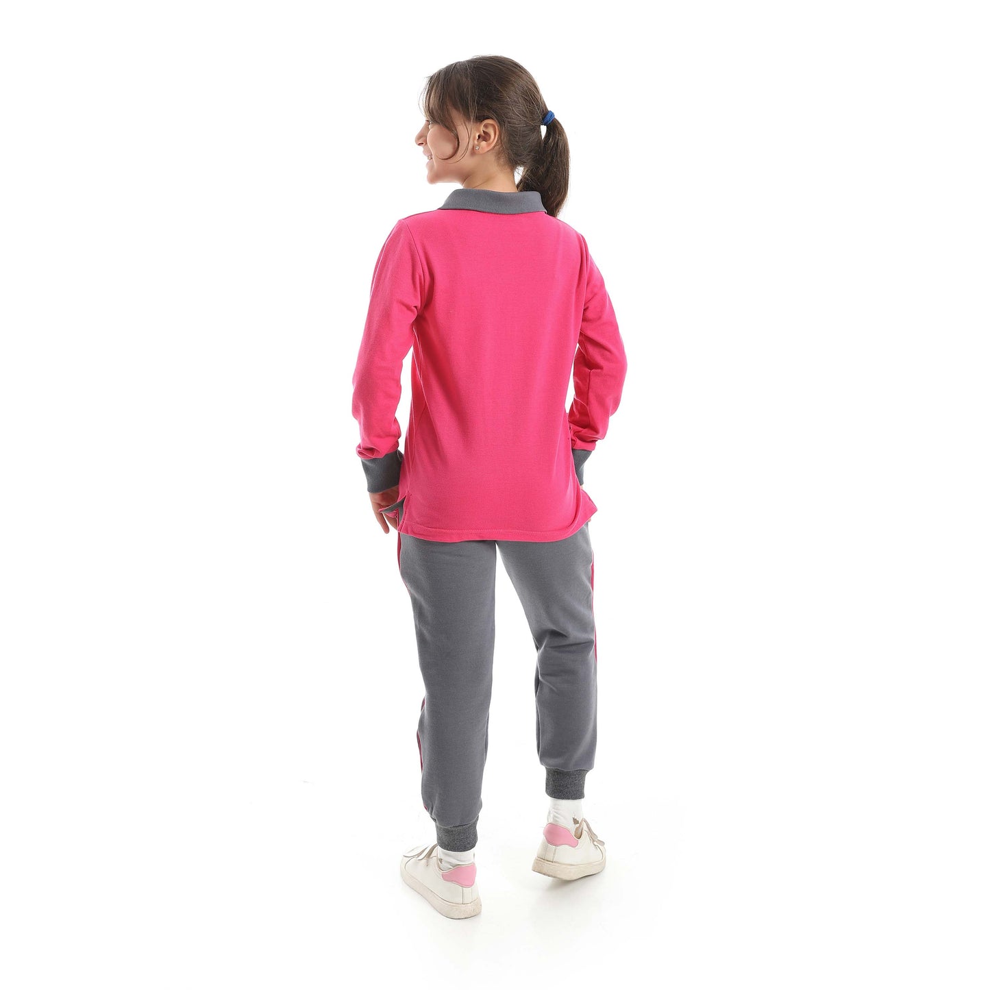 Red Circle Long Sleeve Polo Set + Pants Kids