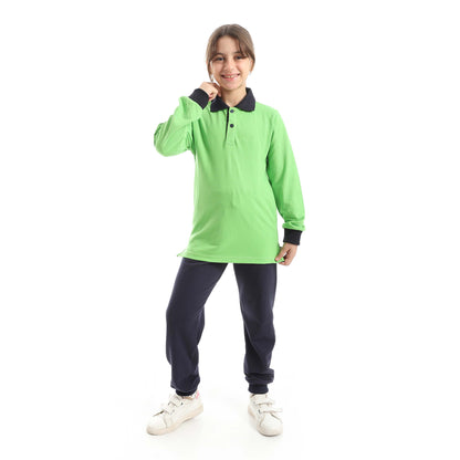 Red Circle Long Sleeve Polo Set + Pants Kids