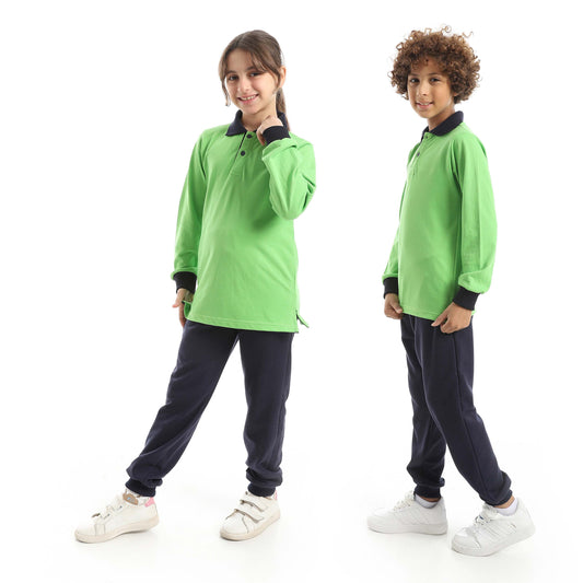 Red Circle Long Sleeve Polo Set + Pants Kids