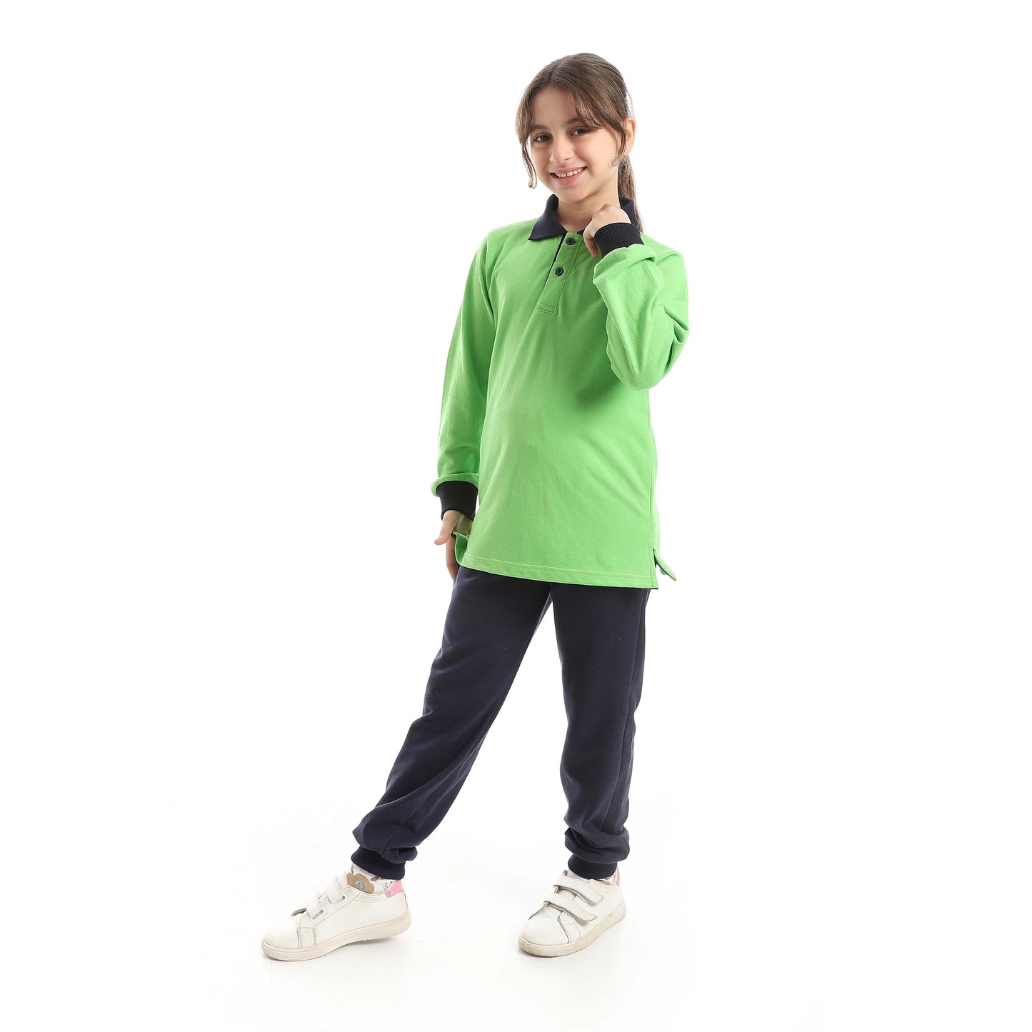 Red Circle Long Sleeve Polo Set + Pants Kids