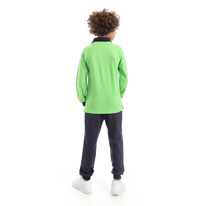 Red Circle Long Sleeve Polo Set + Pants Kids