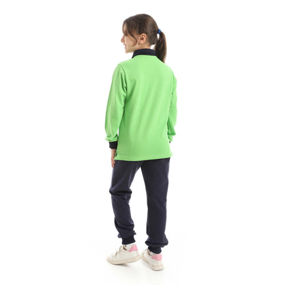 Red Circle Long Sleeve Polo Set + Pants Kids
